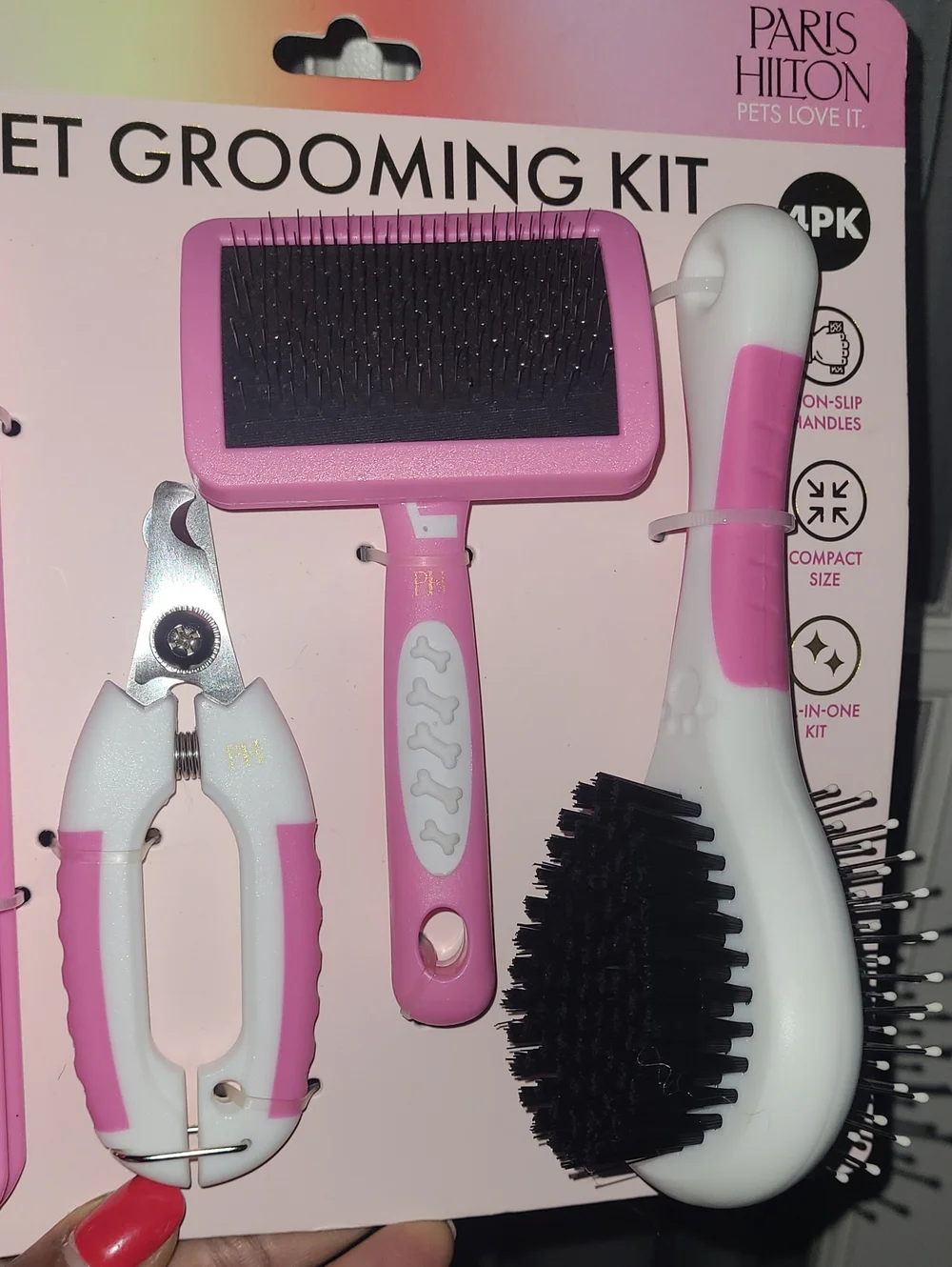 Paris Hilton Pink and White Pet Grooming Set - 4pc